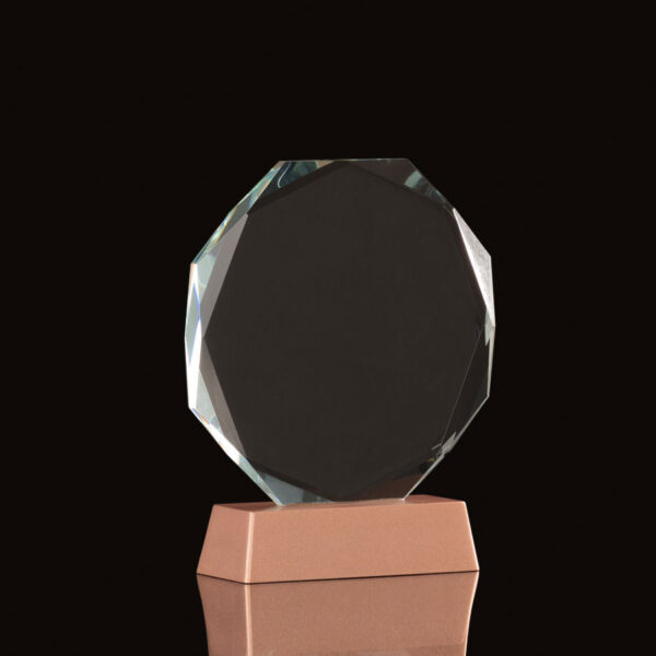 Trofeo Galvano de Cristal "RUNE" con base encobrizada. - Imagen 9