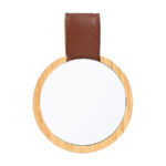 Espejo redondo de Bamboo y Eco-Cuero