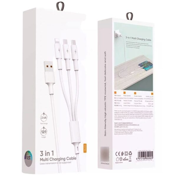 Cable Conector Multicargador Blanco T66 - Imagen 6