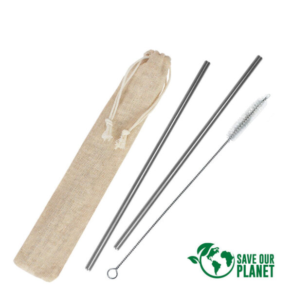 Set Bombillas metálicas en estuche de Lino - Imagen 6