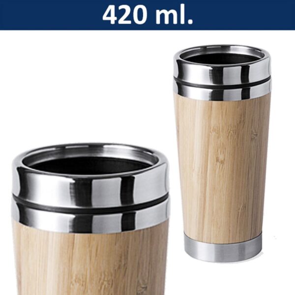 Mug Térmico Bamboo Acero Inoxidable M2 - Imagen 7