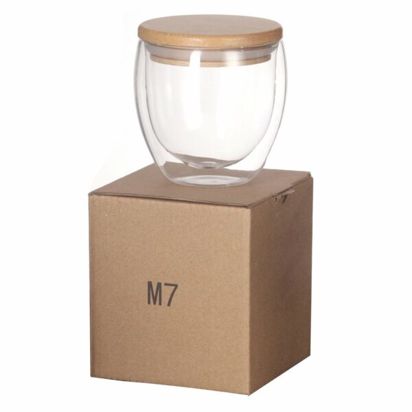 Vaso de vidrio doble pared con tapa de bamboo M7 - Imagen 10