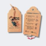 Píldoras con semillas etiqueta