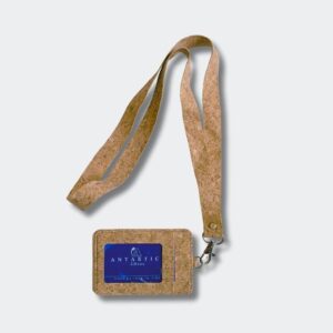 Porta credencial con lanyard de corcho