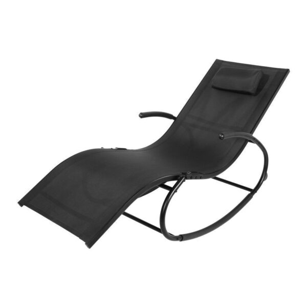 Reposera mecedora negra con apoya-brazos - Imagen 5