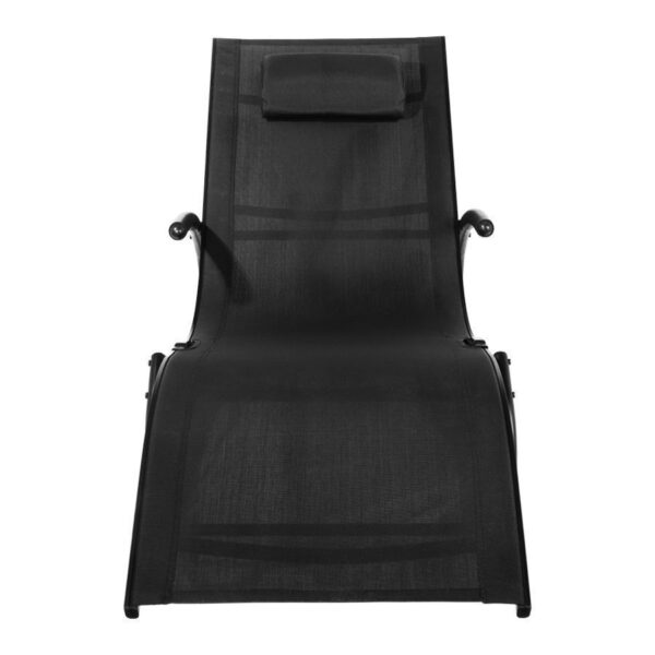 Reposera mecedora negra con apoya-brazos - Imagen 6