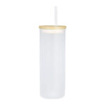 Botella Vidrio Borosilicato Sublimación, tapa Bamboo 500cc