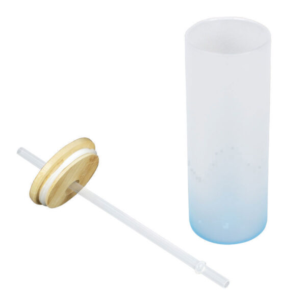 Botella Vidrio Borosilicato Sublimación, tapa Bamboo 500cc - Imagen 5