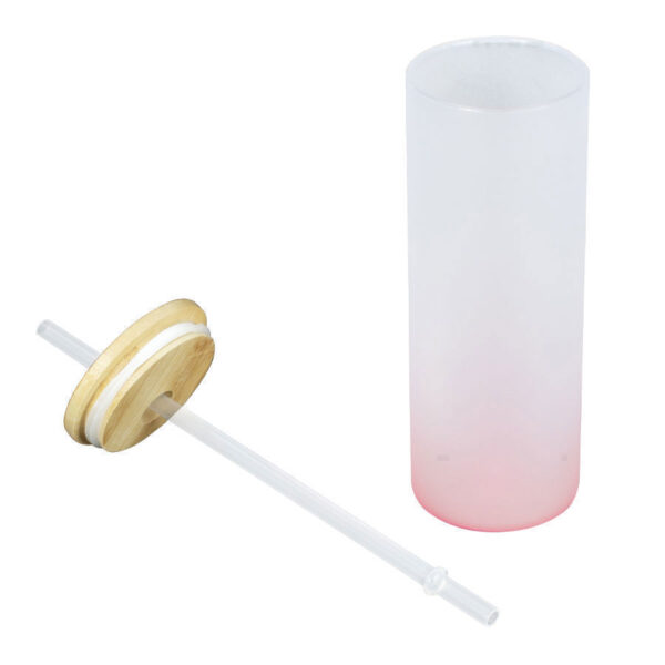 Botella Vidrio Borosilicato Sublimación, tapa Bamboo 500cc - Imagen 8